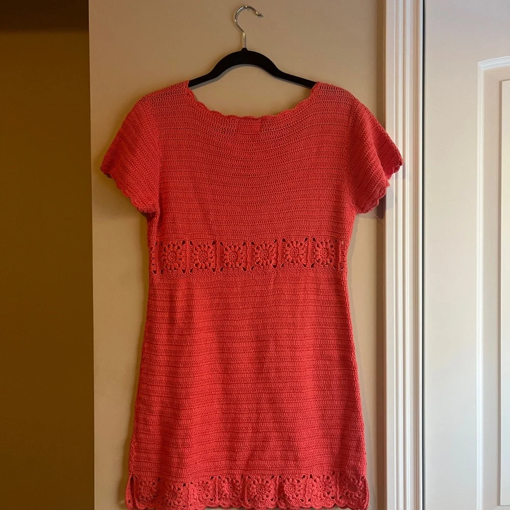 Show Me Your MuMu Coral Crochet Mini Dress - Picture 7 of 9